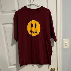 DREW HOUSE Burgundy Tee with Yellow Smiley